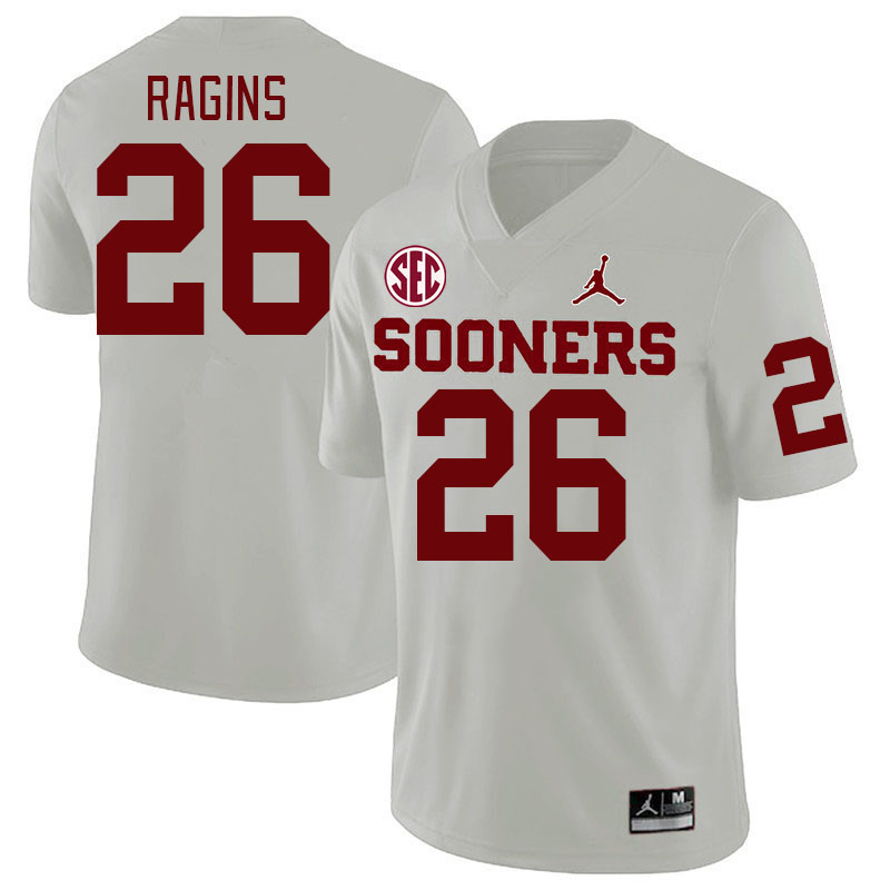 Men #26 Zion Ragins Oklahoma Sooners 2024 SEC Conference College Football Jerseys-White